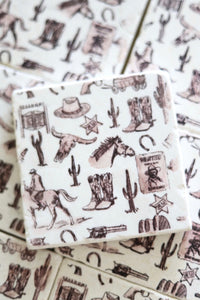Western Toile Marble Coasters/ wild west toile coasters, western decor, southwest decor, desert decor, cowboy coasters