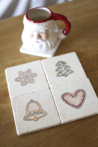 Christmas Cookie Marble Coaster Set of 4 / Christmas cookies/ Drink coaster set/ Christmas gift idea