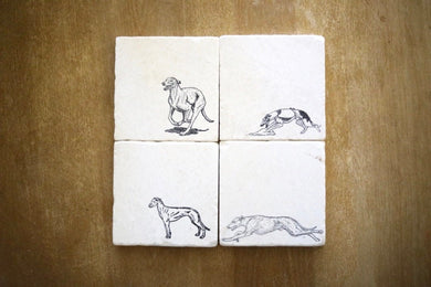 Greyhound Coasters/ Greyhound Dog Gift/ greyhound coaster set of 4/ marble coaster set