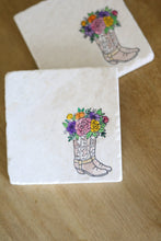 Floral Cowboy Boot Marble Coasters/ Cowgirl Decor/ Floral western boots, marble coasters, stone coasters