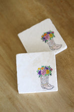 Floral Cowboy Boot Marble Coasters/ Cowgirl Decor/ Floral western boots, marble coasters, stone coasters