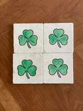 Shamrock Coasters/Four Leaf Clover Coaster/St. Patrick's Day Decor/ Stone Coasters/ Drink Coasters/ Marble Coaster Set/ Good Luck