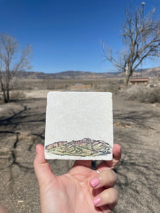 Desert Landscape Coasters, New Mexico Landscape Painting, Desert landscaping painting, stone coaster