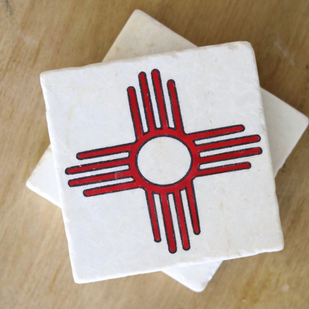 New Mexico Zia Coasters/ red zia/ New Mexico Gift. Zia gift/ Albuquerque, Santa Fe, Taos, Las Cruces