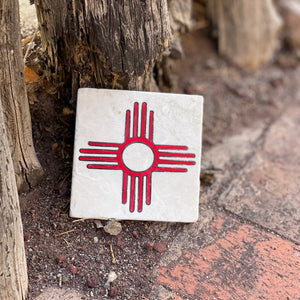 New Mexico Zia Coasters/ red zia/ New Mexico Gift. Zia gift/ Albuquerque, Santa Fe, Taos, Las Cruces