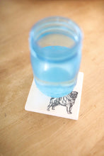 pug drink coaster with glass
