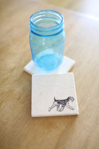 Airedale Coasters, airedale gift, Airedale home decor, airedale mom, dog coasters, drink coasters, marble coaster set
