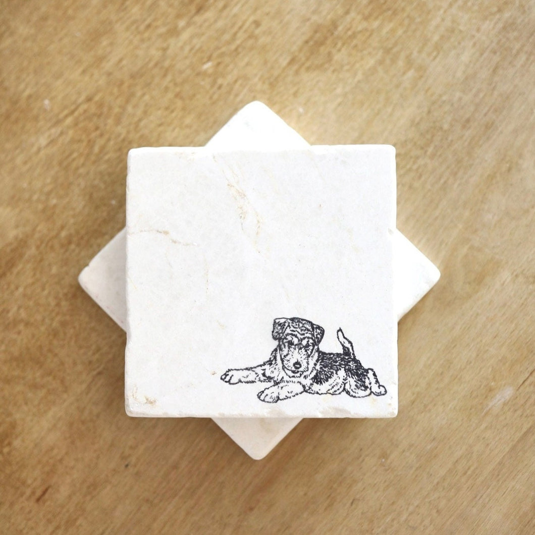 Airedale Puppy coasters, airedale marble coasters, airedale gift, tile coasters