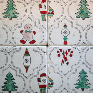 Christmas Chinoiserie Coaster, Gilded Christmas coaster, holiday coaster,Christmas marble coaster,Holiday marble coaster