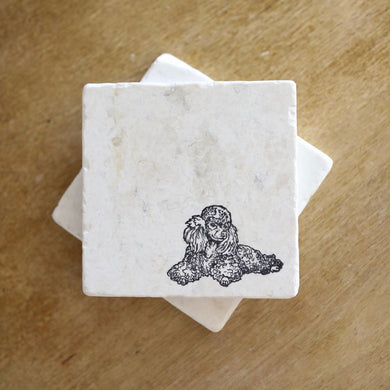 Poodle coasters, poodle gift, poodle coaster set, custom poodle gift, stone marble coasters