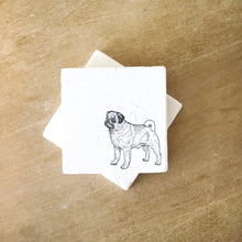 Pug Coasters/ Pug dog coasters/ pug dog gift/ pug mom/ pug pet gift/ marble drink coasters