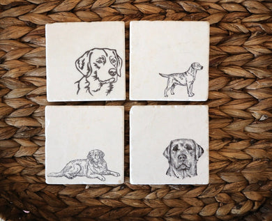 Lab Coaster Set of 4, Labrador gift, Labrador marble coasters