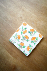 Orange Blossom Marble Trivet Hot Plate Pot Holder Coaster- 6 x 6 trivet- Citrus decor- Citrus party