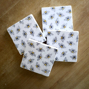 Bumble Bee Coasters/ Bumble bee home decor/ bee marble coasters/ bee stone coasters