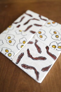 Bacon and Egg coasters/ breakfast coasters/ funny gift ideas/ unique gift ideas/ wholesale coasters/ free shipping