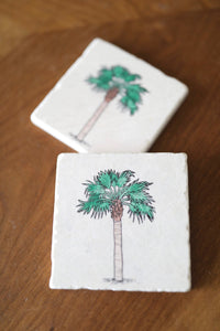 Palm Tree Coasters/ Palm tree decor/ South Carolina decor/ palm tree marble stone tile coasters