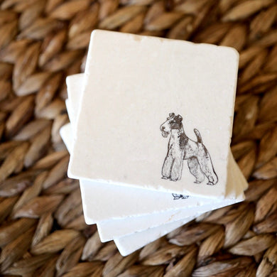 Wired Hair Fox Terrier Coasters, Fox terrier gift, stone coasters, marble coasters, drink coasters