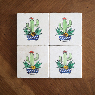 Coasters DIY Cactus Coaster Set of 6 Pieces with Flowerpot Holder for  Drinks Novelty Gift for Home Office Bar Decor and Improvement, Sirensky  Brand