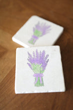 Lavender Coasters/ Lavender home decor/ lavender gift/ lavender marble coaster set