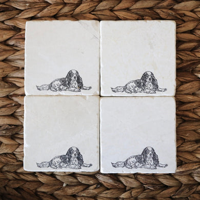 4 King Charles Spaniel Coasters/ King Charles Spaniel Gift/ stone coasters/ drink coasters