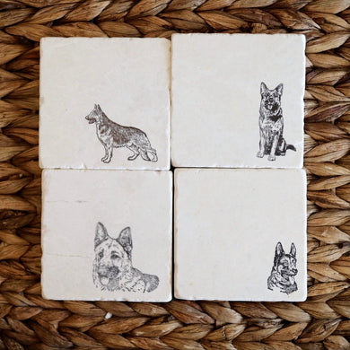 German Shepherd Coasters/ german shepherd gift/ german shepherd home decor/ stone coaster/drink coasters/ custom