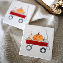 Fall Pumpkin Wagon Coaster/ Autumn wagon coasters/ fall pumpkin wagon marble coaster/ autumn fall pumpkin