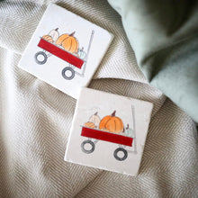 Fall Pumpkin Wagon Coaster/ Autumn wagon coasters/ fall pumpkin wagon marble coaster/ autumn fall pumpkin