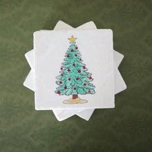 Christmas Tree Coasters | Christmas tree decor- marble Christmas coasters- holiday drink coasters- stone drink coasters