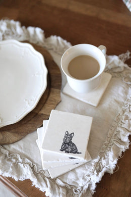 Scottie Dog Marble Coaster Set- Scottish Terrier- tile stone custom marble coaster set trivet gift