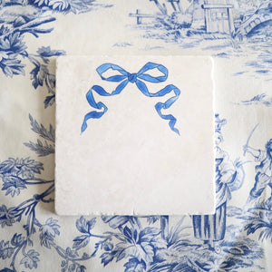 Blue Bow Trivet/ Blue and White home decor/ grand millennial home decor/ marble trivet