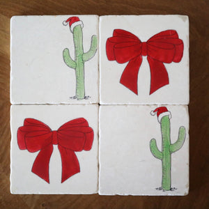 Christmas Cactus coasters, Christmas cactus gift, Christmas cactus decor, Christmas gift
