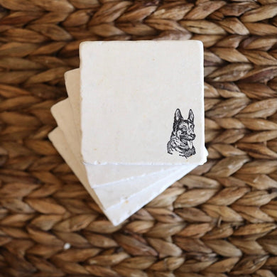 German Shepherd Coaster Set- German Shepherd gift- German shepherd mom, German shepherd dad,  natural stone coasters