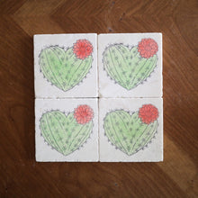 Valentine’s Day cactus heart coasters/ cactus heart decor/ flowering cactus decor/ marble coaster set