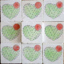 Valentine’s Day cactus heart coasters/ cactus heart decor/ flowering cactus decor/ marble coaster set