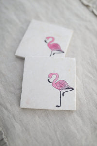 Flamingo Marble Coasters/ Flamingo decor/ Flamingo Gift /Marble Coaster/ Coaster Set/drink coaster/ stone coasters/  lace Grace and peonies