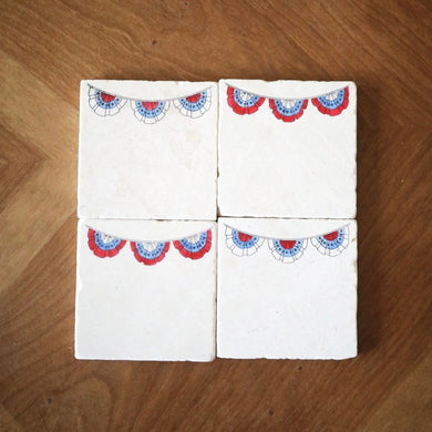 American Flag Bunting Coasters/ American Flag Bunting Decor/ Americano Home Decor/ stone marble drink coasters