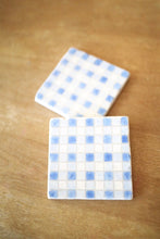 Painted Blue Buffalo Check Marble Coasters/ Buffalo Plaid coasters/ baby shower gift. stone marble drink coasters