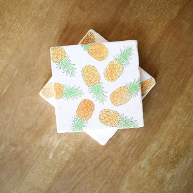 Pineapple Coasters for housewarming gift, pineapple gift ideas, custom coasters, marble coaster set
