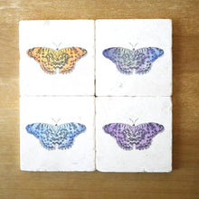 Butterfly Marble Coaster Set- Butterfly Home Decor- Butterfly gift- Hand Painted Butterflies- set of 4 coasters