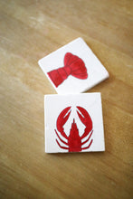 Lobster Marble Coasters/ Lobster home decor/ coastal home decor/ beach house coasters/ marble coaster set