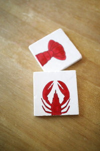 Lobster Marble Coasters/ Lobster home decor/ coastal home decor/ beach house coasters/ marble coaster set