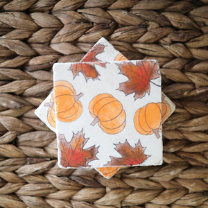 Fall Pumpkin and Leaves Coasters