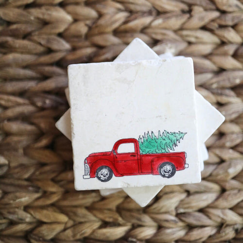 Christmas Truck Coaster Set