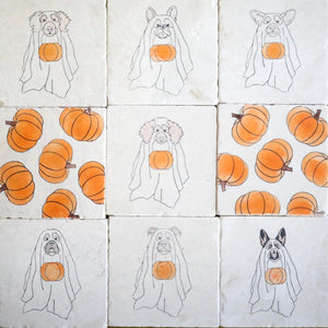 Golden Retriever Dog Ghost Coasters/ Cute Dog ghost decor/ Golden Retriever gift/ ghost halloween decor