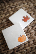 Pumpkin and Fall Leaf Marble Coaster Set