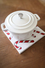 Candy Cane Hand Painted Marble Trivet Coaster Hotplate for holiday table