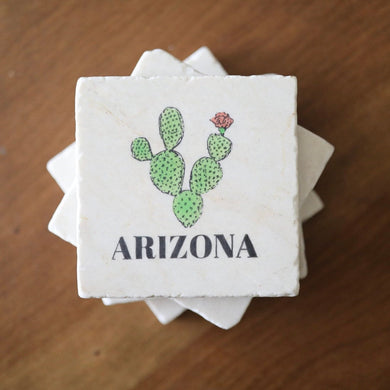 Arizona Vintage Cactus Marble Coasters