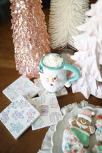 Pastel Christmas Coasters/ Pastel Christmas decor/ Pastel decor/ Pink Santa Hat/ Pink Candy Cane/ Pink Gingerbread Man/ Pink present