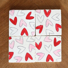 Valentines Day Heart Marble Coaster Set